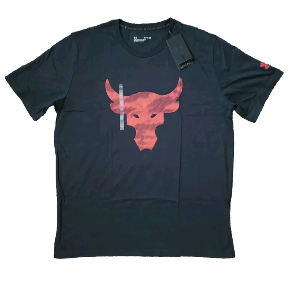 Under Armour Project Rock Mens Tee T Shirt Gym Camo Bull